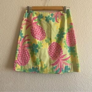 Lilly Pulitzer Womens Green Pink Pineapple Print Skirt